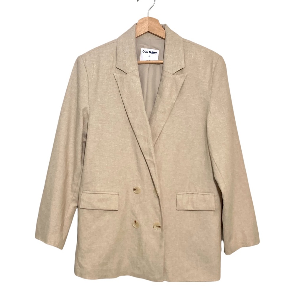 Old Navy Double-Breasted Linen-Blend Tan Blazer Size XS NWT